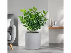 Best Jarrón de resina para plantas de interior y exterior, diseño cilíndrico redondo d.36x35h Modigliani Beige
