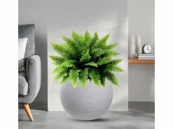 Jarrón de resina para plantas de interior y exterior, esfera de diseño redonda d.40x33h Botticelli Beige