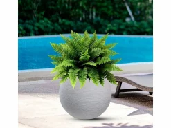 Jarrón de resina para plantas de interior y exterior, esfera de diseño redonda d.40x33h Botticelli Beige
