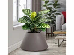 Hot Jarrón de resina para plantas de interior y exterior diseño redondo cónico d.60x35h Stromboli Tortora Jarrón