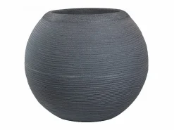 New Jarrón redondo de resina en forma de esfera Botticelli para plantas de interior y exterior, 40x33 cm Gris