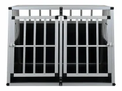 Clearance Jaula de perro con puerta doble 94x88x69 cm ES354336 Transportín De Paseo Para Animales