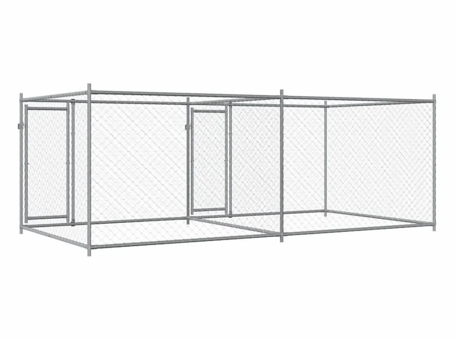 Clicnbuy Jaula de perros con puertas acero galvanizado 4x2x1,5 m
