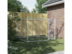 Clearance Clicnbuy Jaula de perros con puerta acero galvanizado 2x2x1,5 m Gris