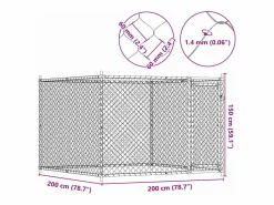 Clearance Clicnbuy Jaula de perros con puerta acero galvanizado 2x2x1,5 m Gris