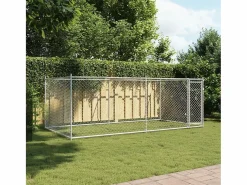 New Jaula de perros con puerta acero galvanizado 4x2x1,5 m ES812318 Transportín De Paseo Para Animales