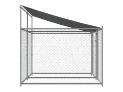 Sale Jaula de perros techo y puertas acero galvanizado 4x2x2 m ES995564 Gris