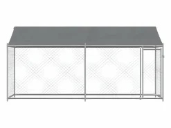Discount Jaula de perros techo y puerta acero galvanizado 4x2x2 m ES833700 Transportín De Paseo Para Animales
