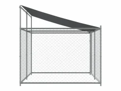 Discount Jaula de perros techo y puerta acero galvanizado 4x2x2 m ES833700 Transportín De Paseo Para Animales