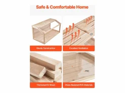 Outlet Jaula para Hámster y Roedores, SucceBuy Jaula de Madera para Hámster, 81 cm, Hábitat para Ratones, Roedores y Pequeños Animales Transportín De Paseo Para Animales
