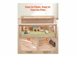 Outlet Jaula para Hámster y Roedores, SucceBuy Jaula de Madera para Hámster, 81 cm, Hábitat para Ratones, Roedores y Pequeños Animales Transportín De Paseo Para Animales