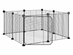 Outlet Jaula para mascotas de 8 paneles con puerta acero 35x35cm ES366735 Negro