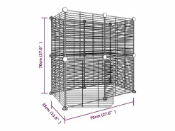 Jaula para mascotas de 12 paneles puerta acero 35x35cm ES435049 Negro