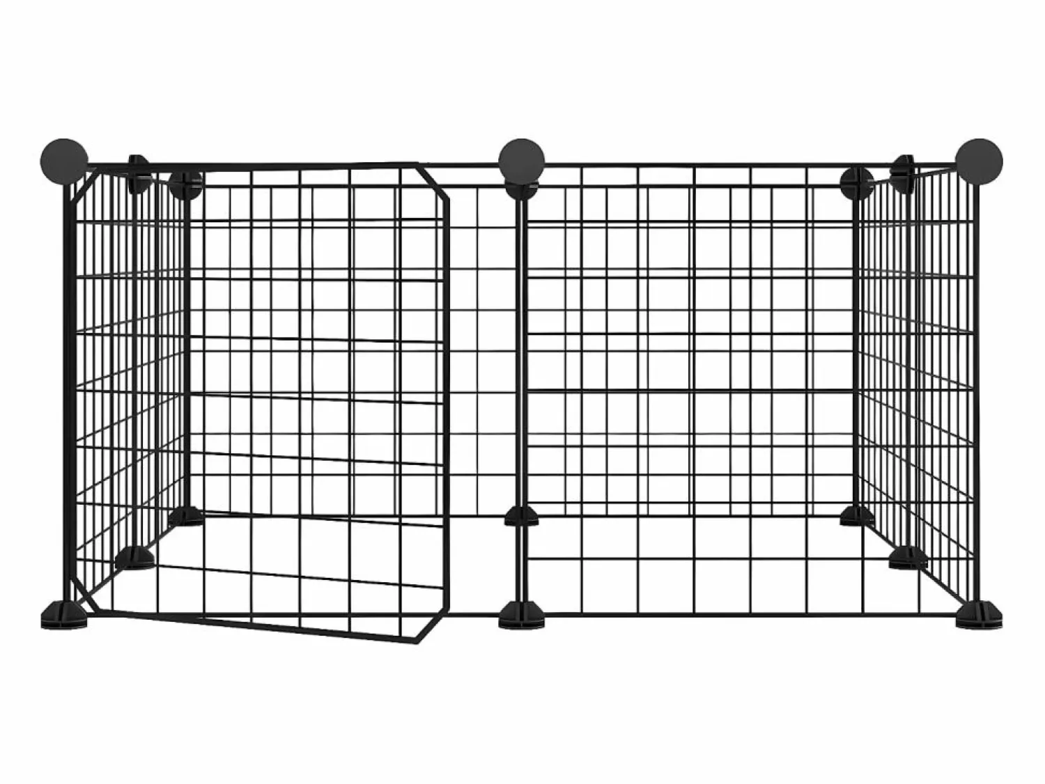 Jaula para mascotas de 8 paneles con puerta acero 35x35cm ES726116 Negro