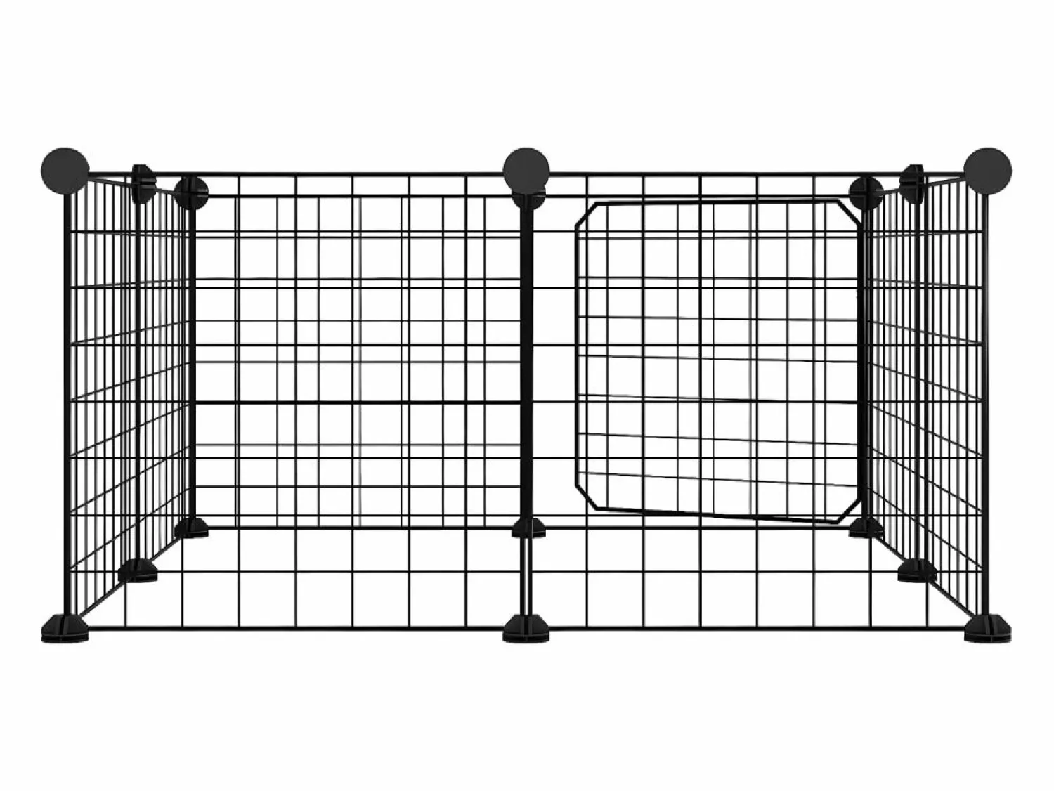 Jaula para mascotas de 8 paneles con puerta acero 35x35cm ES726116 Negro