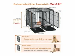 Online Jaula para perros con 3 puertas interiores, gran transportín XXL con bandeja extraíble 90x62x68cm Transportín De Paseo Para Animales