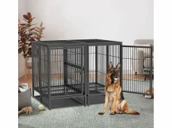 Online Jaula para perros con 3 puertas interiores, gran transportín XXL con bandeja extraíble 90x62x68cm Transportín De Paseo Para Animales