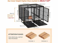 Online Jaula para perros con 3 puertas interiores, gran transportín XXL con bandeja extraíble 90x62x68cm Transportín De Paseo Para Animales