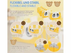Online Parque infantil 240×240cm para bebés corralito infantil de plástico blanco diseño panda plegable actividades de interior/exterior Mueble De Bebé