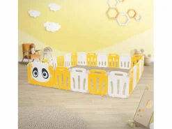 Online Parque infantil 240×240cm para bebés corralito infantil de plástico blanco diseño panda plegable actividades de interior/exterior Mueble De Bebé