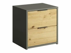 Discount Meublorama Juego completo de dormitorio IZO: Armario, cama 160x200, cómoda, mesitas de noche, roble/gris antracita Marru00f3n