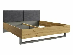 Discount Meublorama Juego completo de dormitorio IZO: Armario, cama 160x200, cómoda, mesitas de noche, roble/gris antracita Marru00f3n