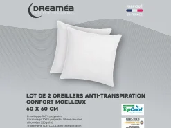 Hot Juego de 2 almohadas anti-transpiración - 550 gr - - 60 x 60 cm - HAELIA Almohada