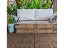 ECD Germany Juego de 44 baldosas de terraza de WPC de madera 30x30cm 4m²