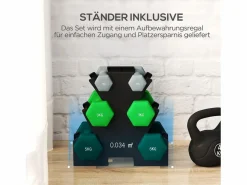 Sale Juego de 6 básculas colgantes con soporte, 2 x 1 kg, 2 x 3 kg, 2 x 5 kg, de metal, (34 x 10 x 34 cm) Multicolor