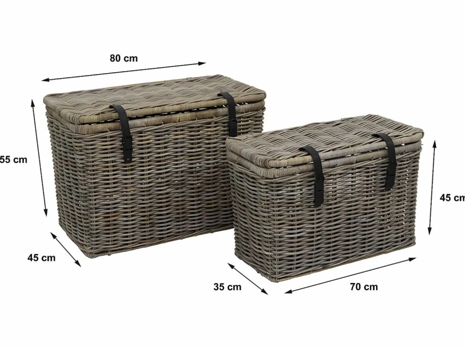 OZAIA Juego de 2 cestas NEFTA - 80 x Prof. 45 x Alt. 55 cm y 70 x Prof. 35 x Alt. 45 cm