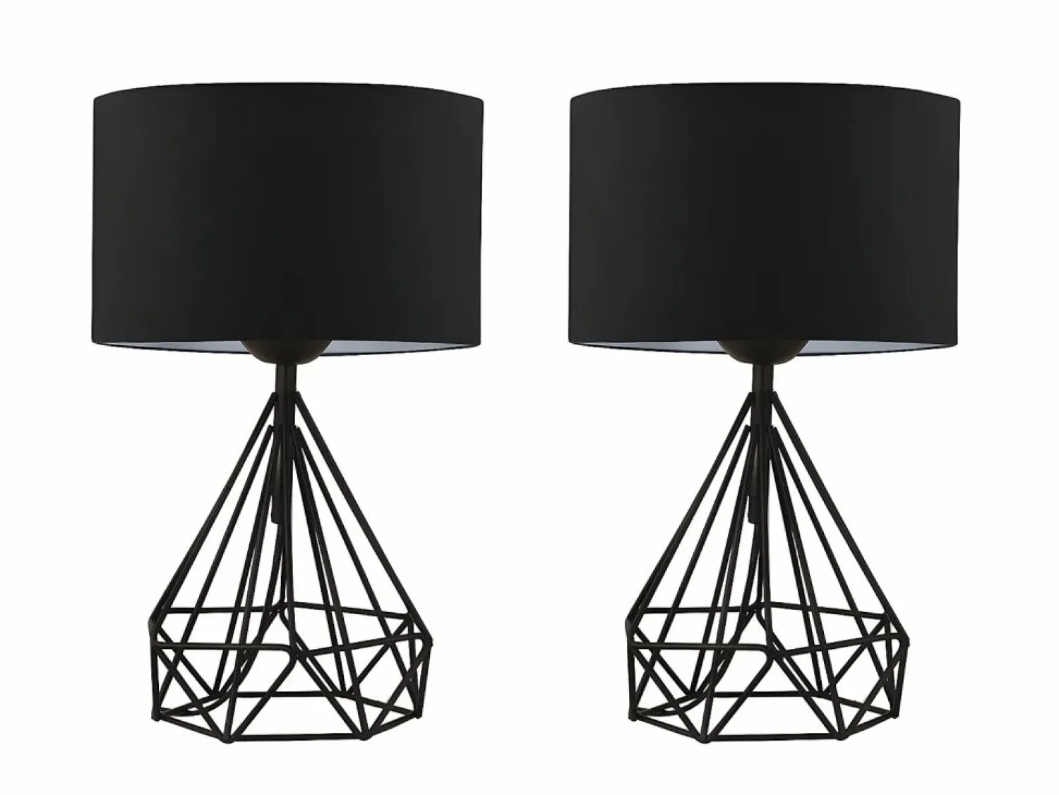 OZAIA Juego de 2 lámparas de mesa de metal negro y pantalla tela negro - 24 x 15 x 41 cm - ANAIA