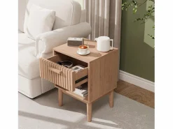 Juego de 2 mesitas de noche con cajones - Mesa de centro moderna con cajón de almacenamiento para salón y dormitorio - color madera natural Muebles Niño