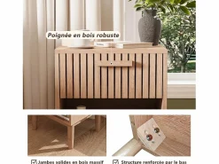 Juego de 2 mesitas de noche con cajones - Mesa de centro moderna con cajón de almacenamiento para salón y dormitorio - color madera natural Muebles Niño