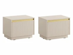 Discount Juego de 2 mesitas de noche con 1 cajón y dorado - POSINIA de Pascal Morabito Mesita De Noche