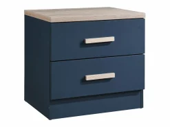 Hot Vente-unique Juego de 2 mesitas de noche con 2 cajones color azul y natural - SKAIDO Azul / Color natural claro