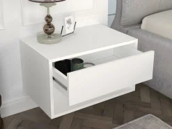 Vente-unique Juego de 2 mesitas de noche flotantes con 1 cajón y 1 estante, color - RITAMI
