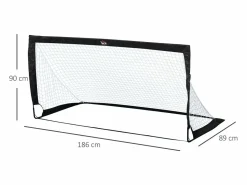 Discount Juego de 2 mini porterías de fútbol plegables, de acero y red de tetrolón, color (186x90x89cm) Negro