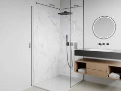 Hot Vente-unique Juego de 2 paneles de pared para ducha con efecto mármol L90 x L120 x Alt. 210 cm - ENEKO Blanco