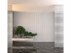 Outlet Juego de 12 paneles decorativos con efecto piedra rayada 3D, 8,6 m², revestimiento mural de poliuretano, 120 x 60 x 2,5 cm, color alabastro. Blanco