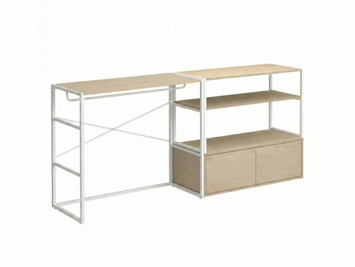 Discount Juego de 2 percheros modulares KADRA de 200x85cm para buhardillas Armario Abierto, Vestidor