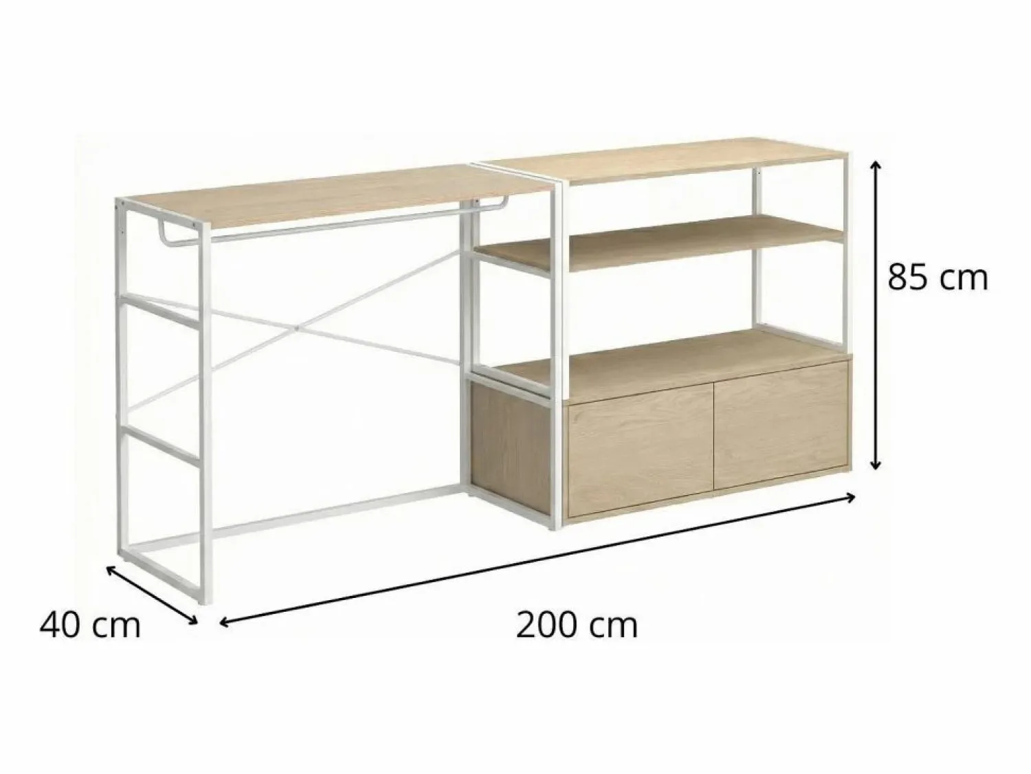 Discount Juego de 2 percheros modulares KADRA de 200x85cm para buhardillas Armario Abierto, Vestidor