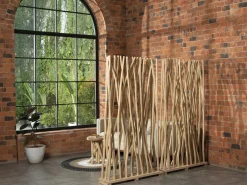 Discount Juego de 2 separadores de ambientes de madera de teca - L. 100 x P. 25 x H. 180 cm - Natural - GAYANA Biombo