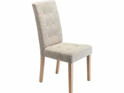 Vente-unique Juego de 6 sillas - Tela beige y Patas de madera natural - VILLOSA