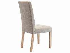 Vente-unique Juego de 6 sillas - Tela beige y Patas de madera natural - VILLOSA