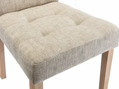 Vente-unique Juego de 6 sillas - Tela beige y Patas de madera natural - VILLOSA