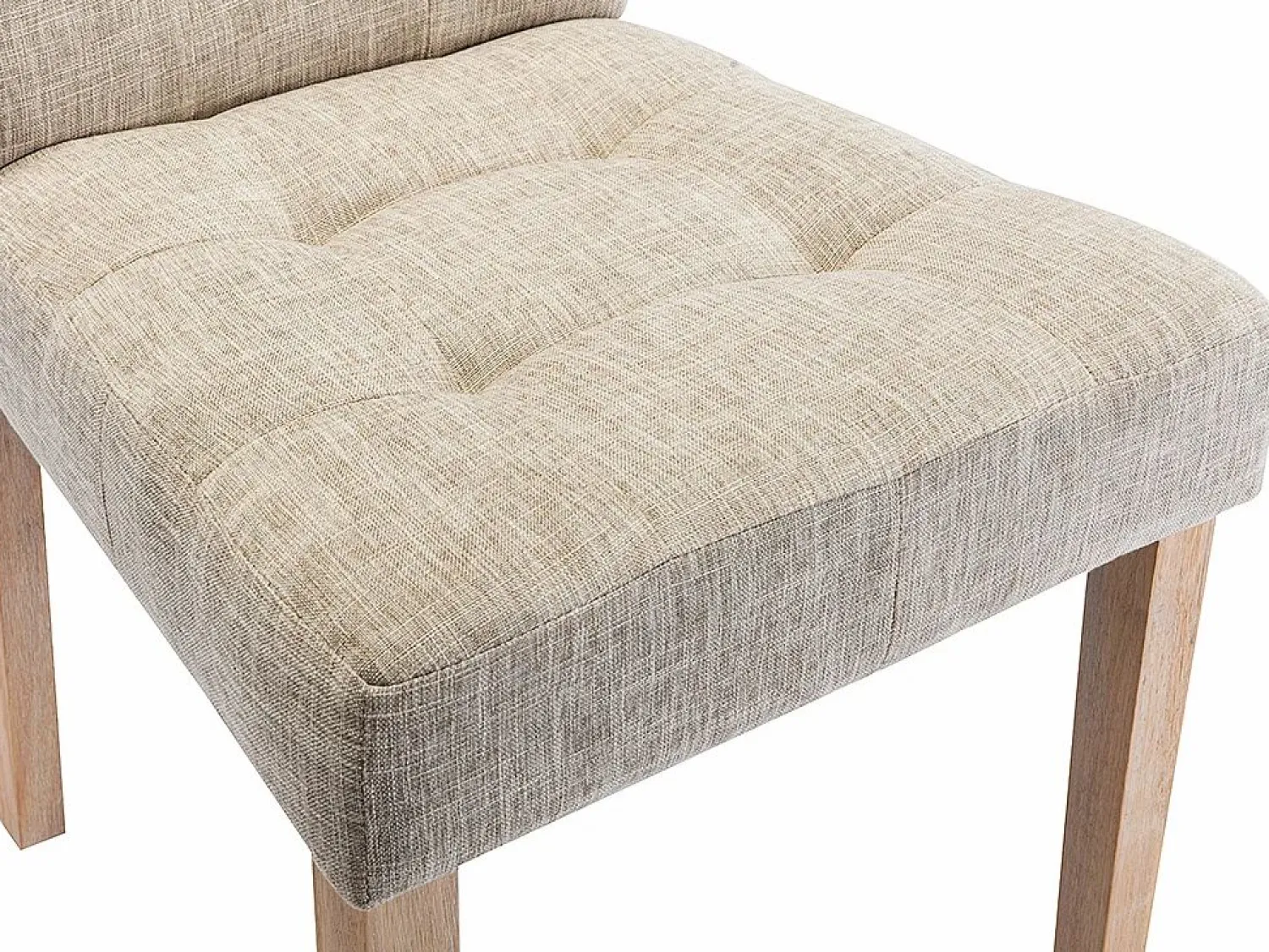 Vente-unique Juego de 6 sillas - Tela beige y Patas de madera natural - VILLOSA