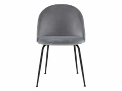 Hot Vente-unique Juego de 6 sillas - Terciopelo y metal negro mate - . MELBOURNE Gris