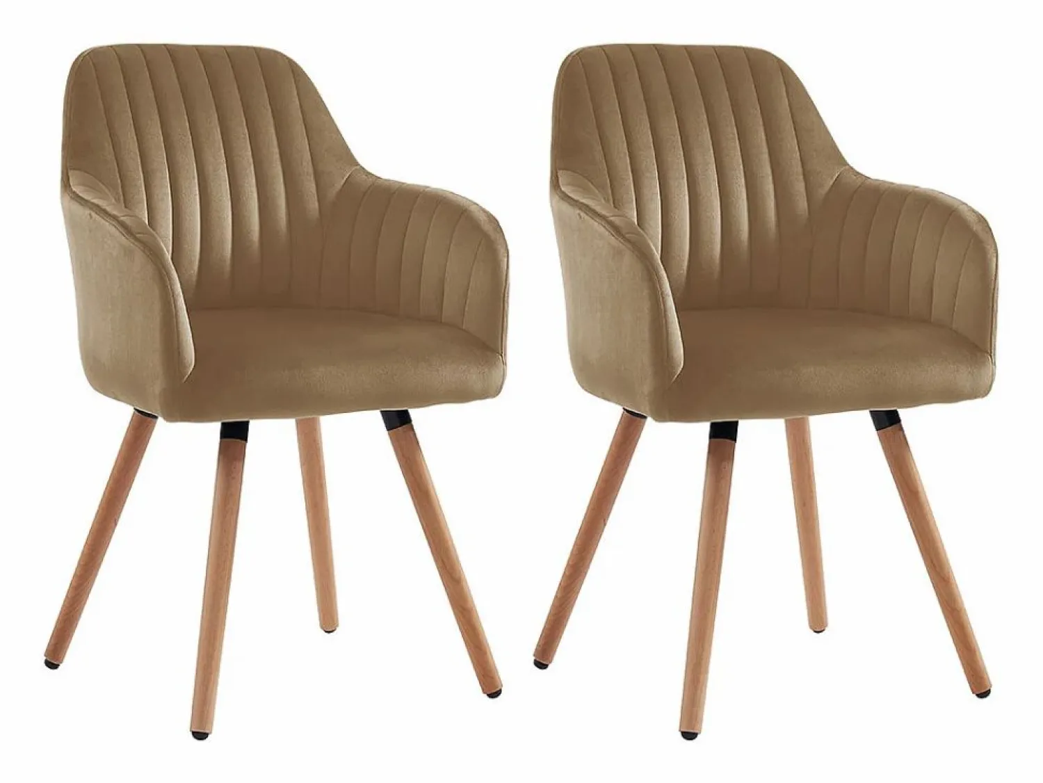 New Juego de 2 sillas con brazos - Terciopelo y metal con efecto madera - - ELEANA Sillas Y Lotes De Sillas