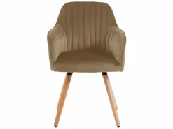 New Juego de 2 sillas con brazos - Terciopelo y metal con efecto madera - - ELEANA Sillas Y Lotes De Sillas