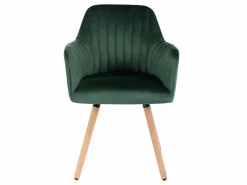 Outlet Juego de 2 sillas con brazos - Terciopelo y metal efecto madera - Verde oscuro - ELEANA Sillas Y Lotes De Sillas